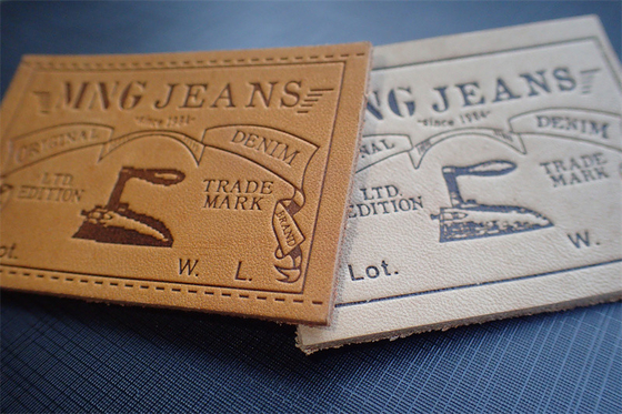 Eco Friendly Jeans Leather Patch Labels Embossed Logo For Uniform
