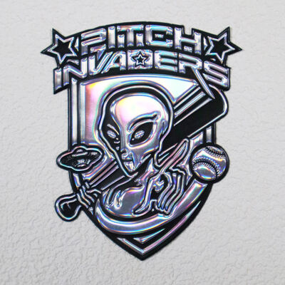 Custom Iridescent TPU Voltage Patch - Holographic 3D Alien Logo Badge for Sportswear