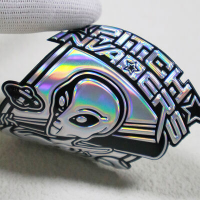 Custom Iridescent TPU Voltage Patch - Holographic 3D Alien Logo Badge for Sportswear