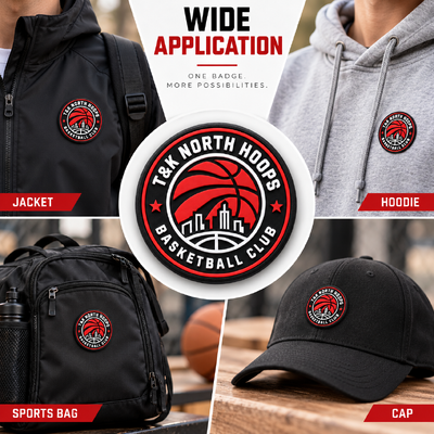 Soft TPU Custom Embroidered Patches with 3D Basketball Logo and Iron-on Backing for Apparel Embroidery Patches