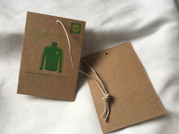 3 রং ব্রাউন ক্রাফট কাগজ হ্যাং ট্যাগ, 3mm তুলো / লিনেন কর্ড কাস্টম গার্মেন্ট Hang ট্যাগ