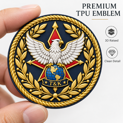 Custom Eagle Embroidered Badges with Detailed Gold Stitching for Clothing